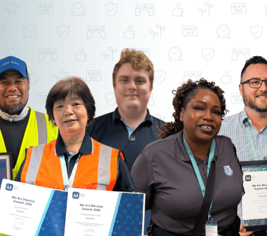Group of Menzies Aviation employees holding “We Are Menzies Awards 2026” certificates against a neutral background.