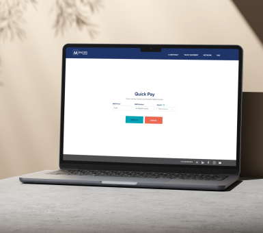 Menzies Aviation Quick Pay webpage displayed on a laptop screen.